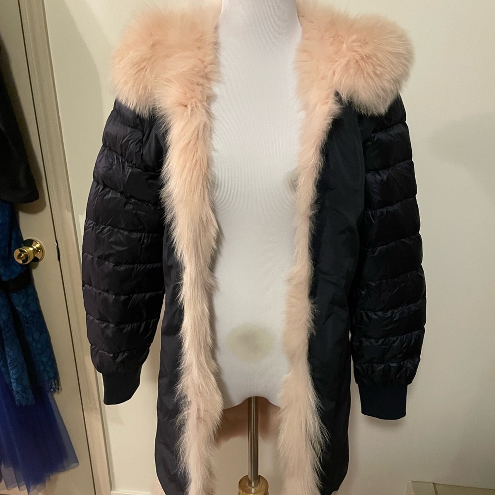 Beautiful pink fur lined jacket with hood